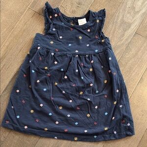 H&M Navy Blue Baby Girl Dress with Floral and Ladybug Accents